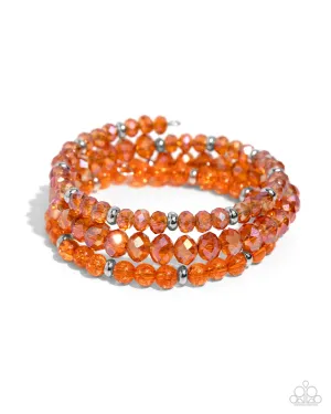 Cultured Cause - Orange - Opaque Faceted Bead Paparazzi Coil Bracelet