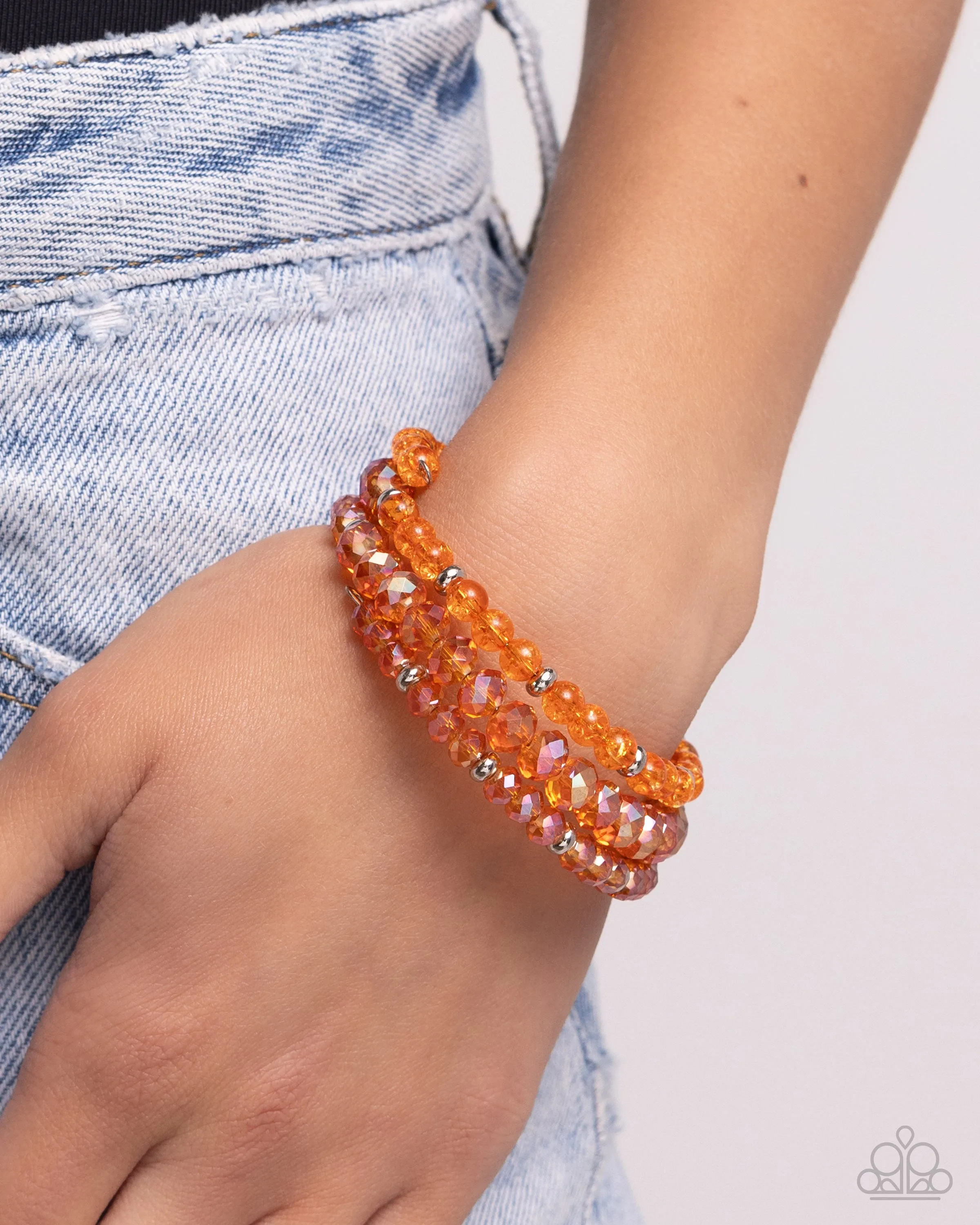 Cultured Cause - Orange - Opaque Faceted Bead Paparazzi Coil Bracelet