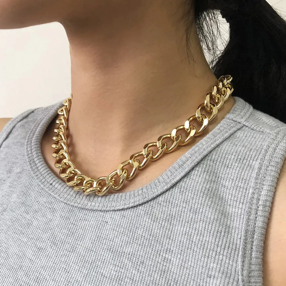 Curb Cuban Thick Short Choker Necklace