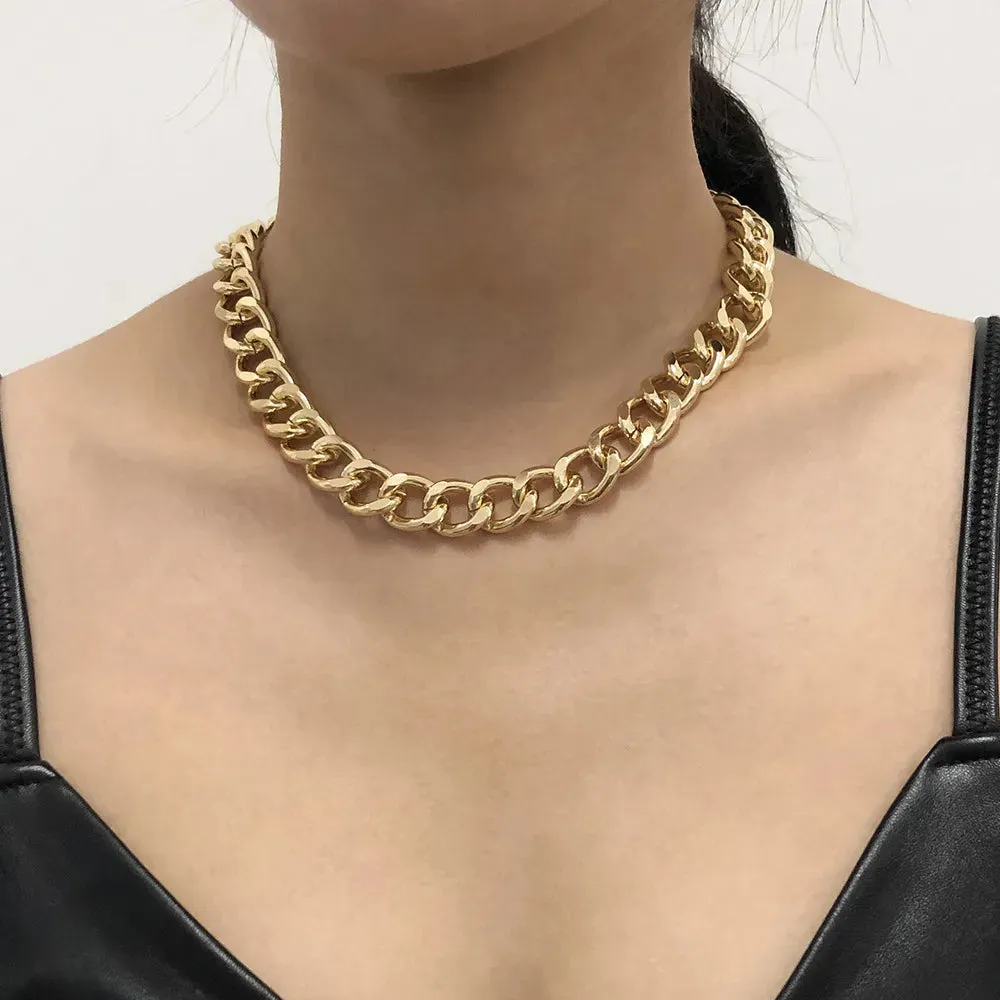 Curb Cuban Thick Short Choker Necklace