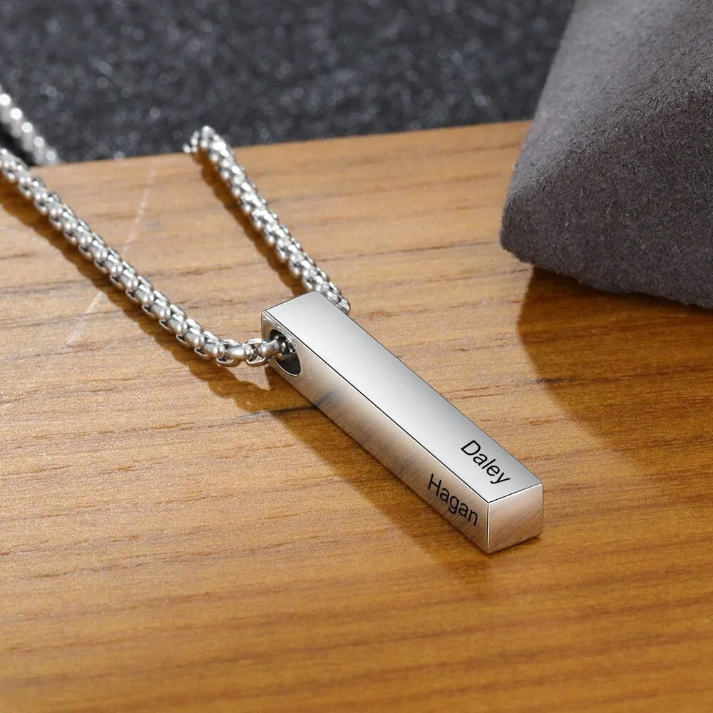 Customized 2 Names Vertical Bar Pendant