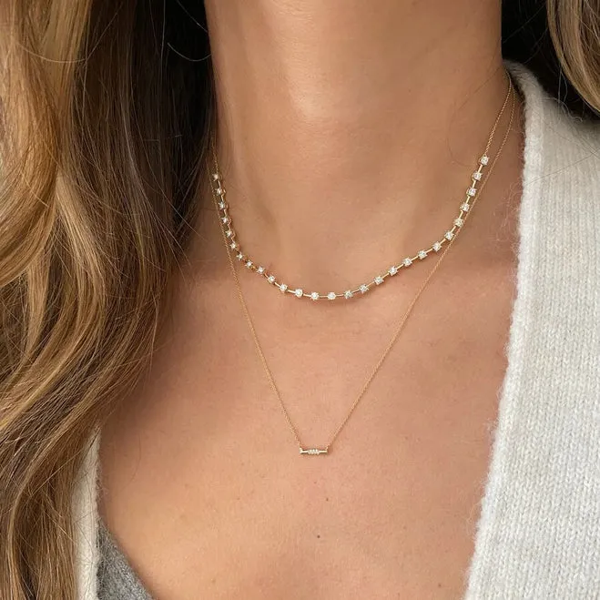 Cynthia Rose Dome Bar Necklace in Yellow Gold