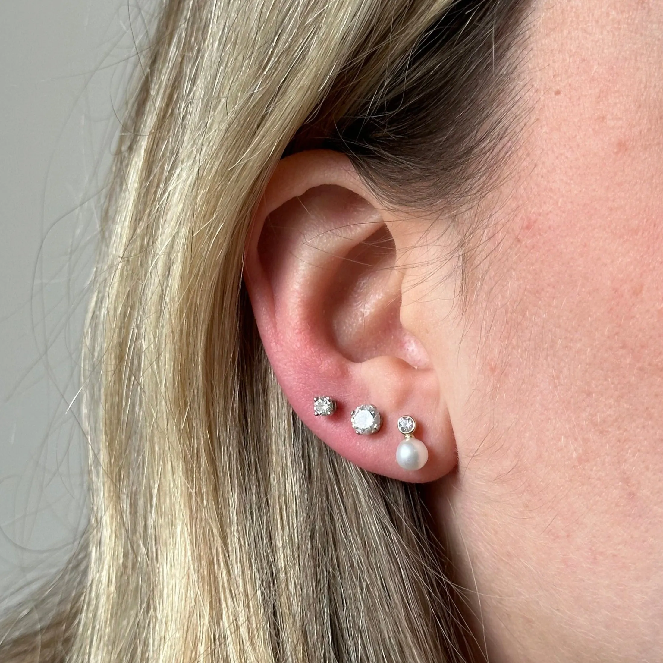 CZ Pearl Drop Earrings | 10k Yellow Gold