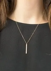 Dainty Engraved Vertical Bar Necklace