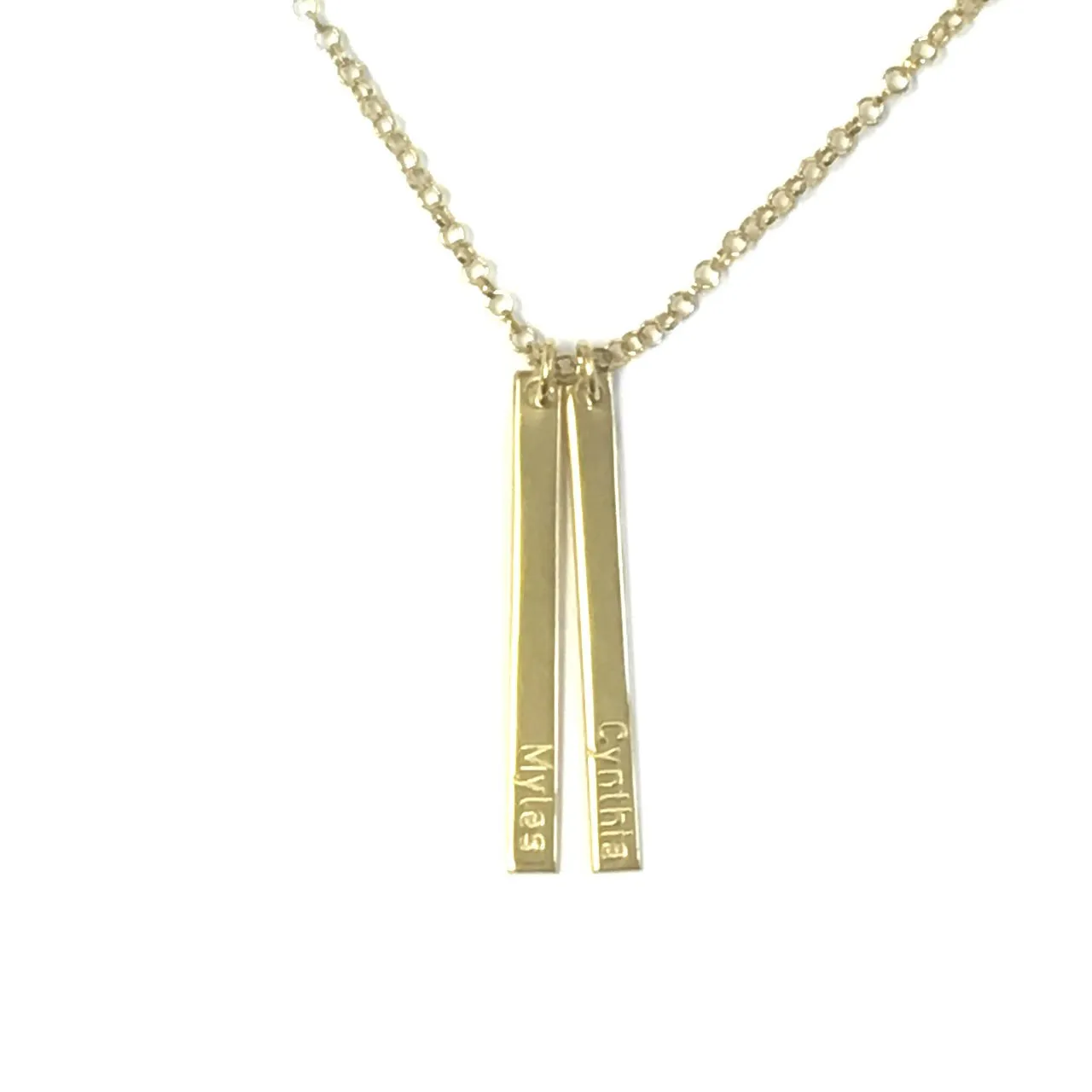 Dainty Engraved Vertical Bar Necklace