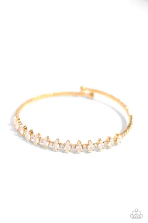 Dandy Dancer - Gold - White Marquise Cut Rhinestone Paparazzi Coil Bracelet