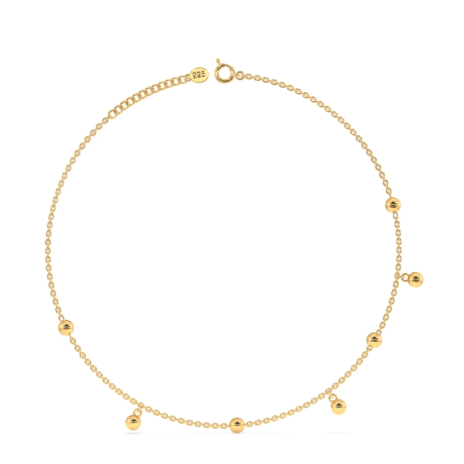 Dangle Beads Anklet in 92.5 Sterling Silver