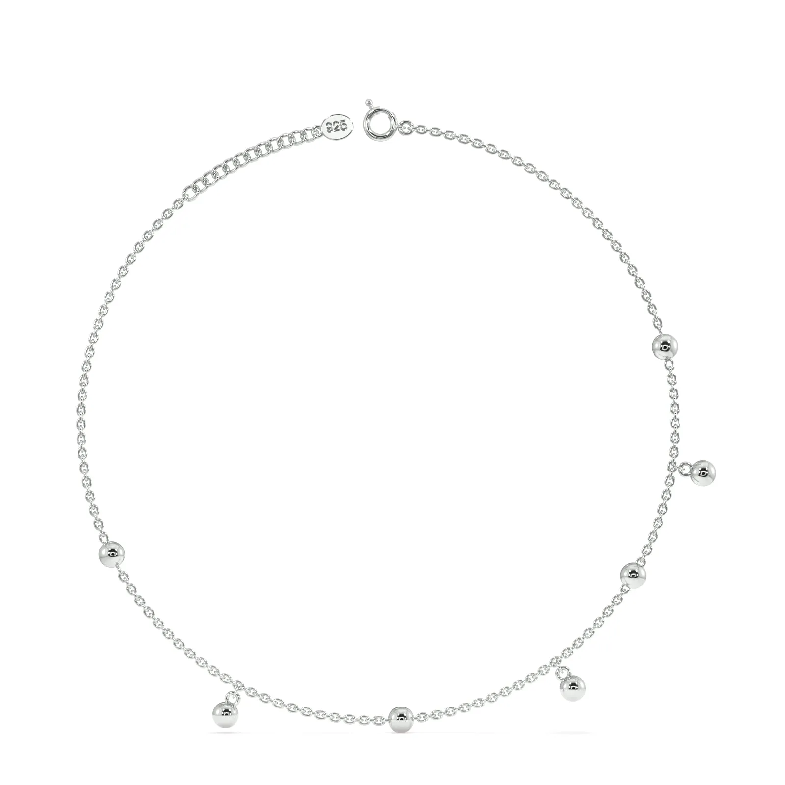 Dangle Beads Anklet in 92.5 Sterling Silver