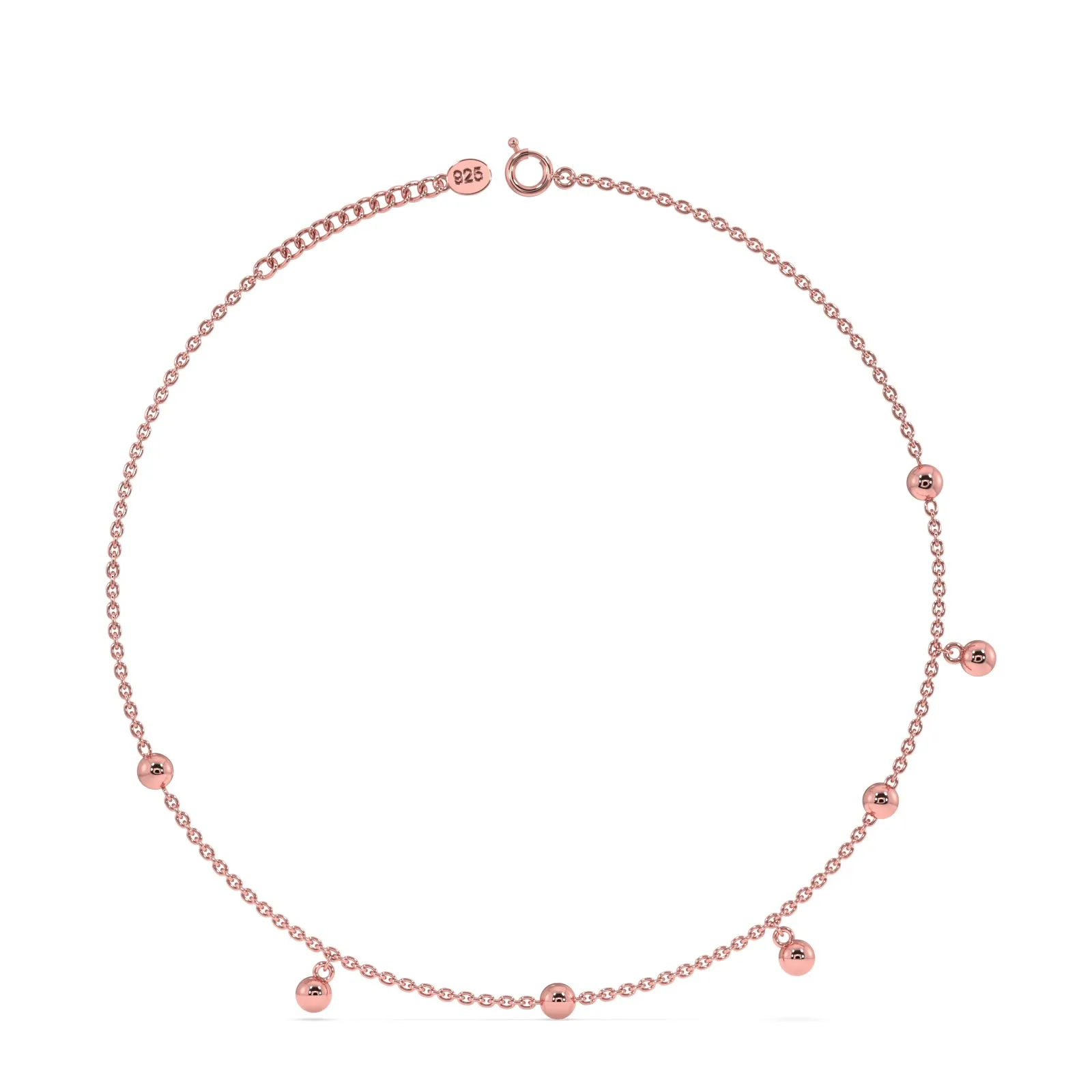 Dangle Beads Anklet in 92.5 Sterling Silver