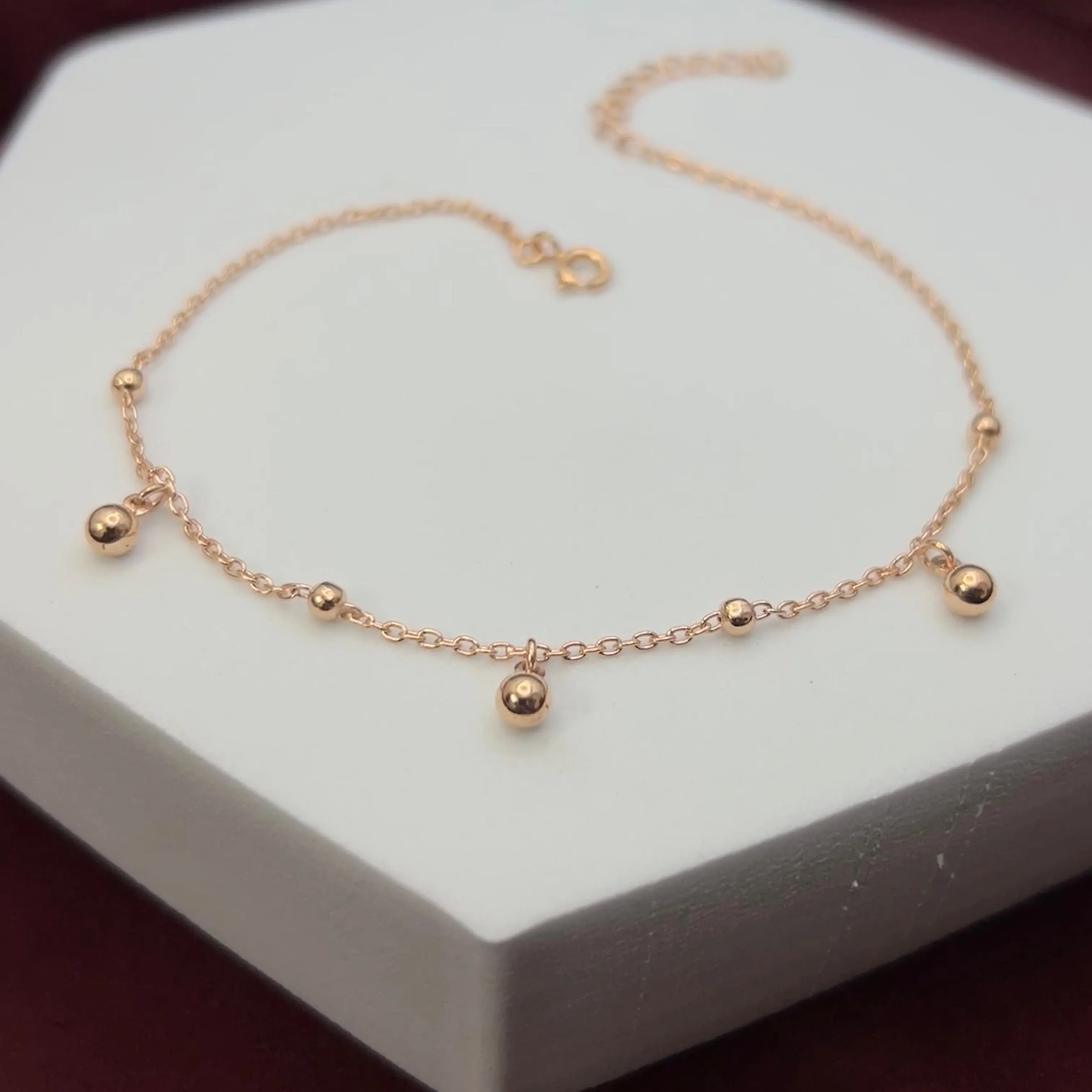 Dangle Beads Anklet in 92.5 Sterling Silver