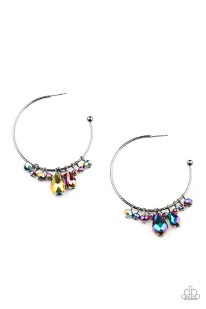 Dazzling Downpour Multi Oil Spill Paparazzi Hoop Earrings