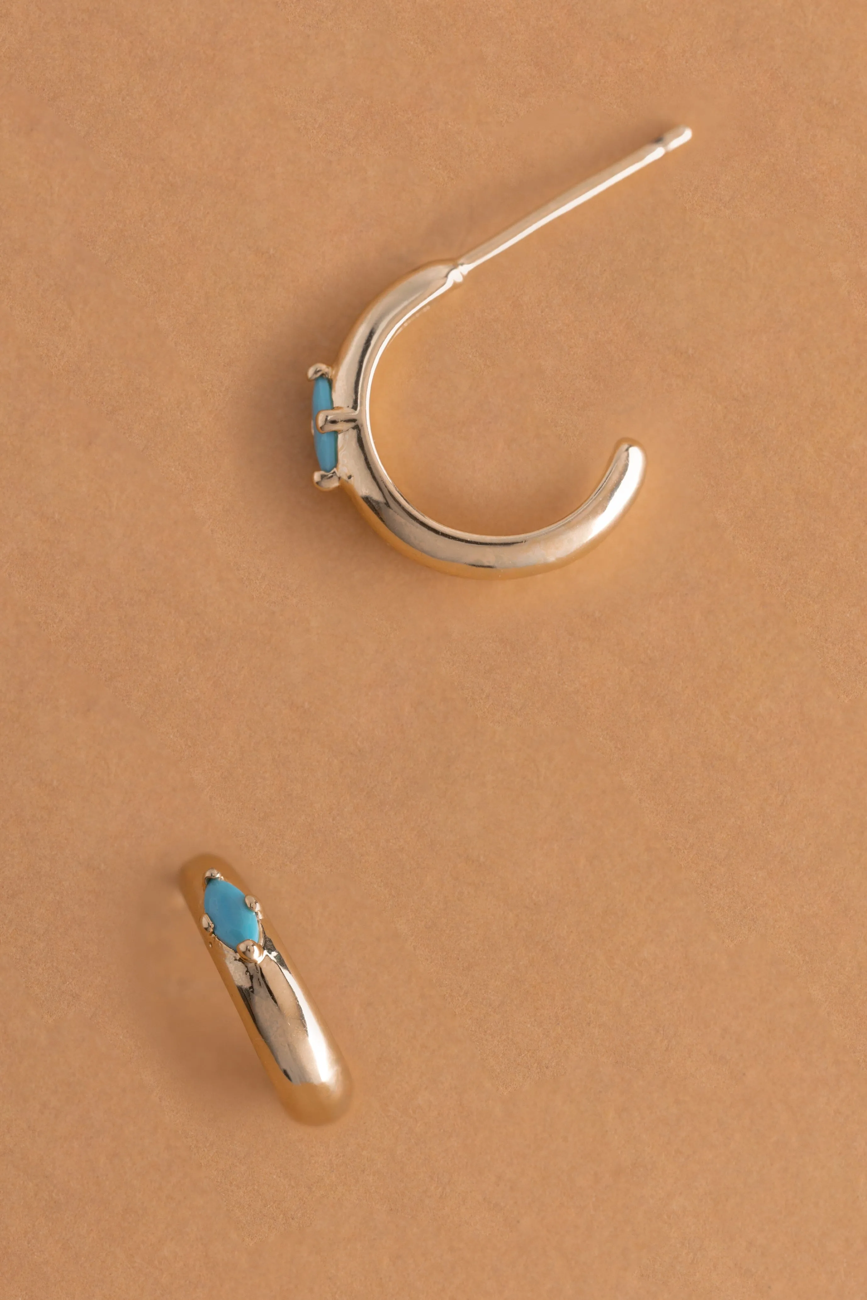 December Turquoise J-Hoop Earrings