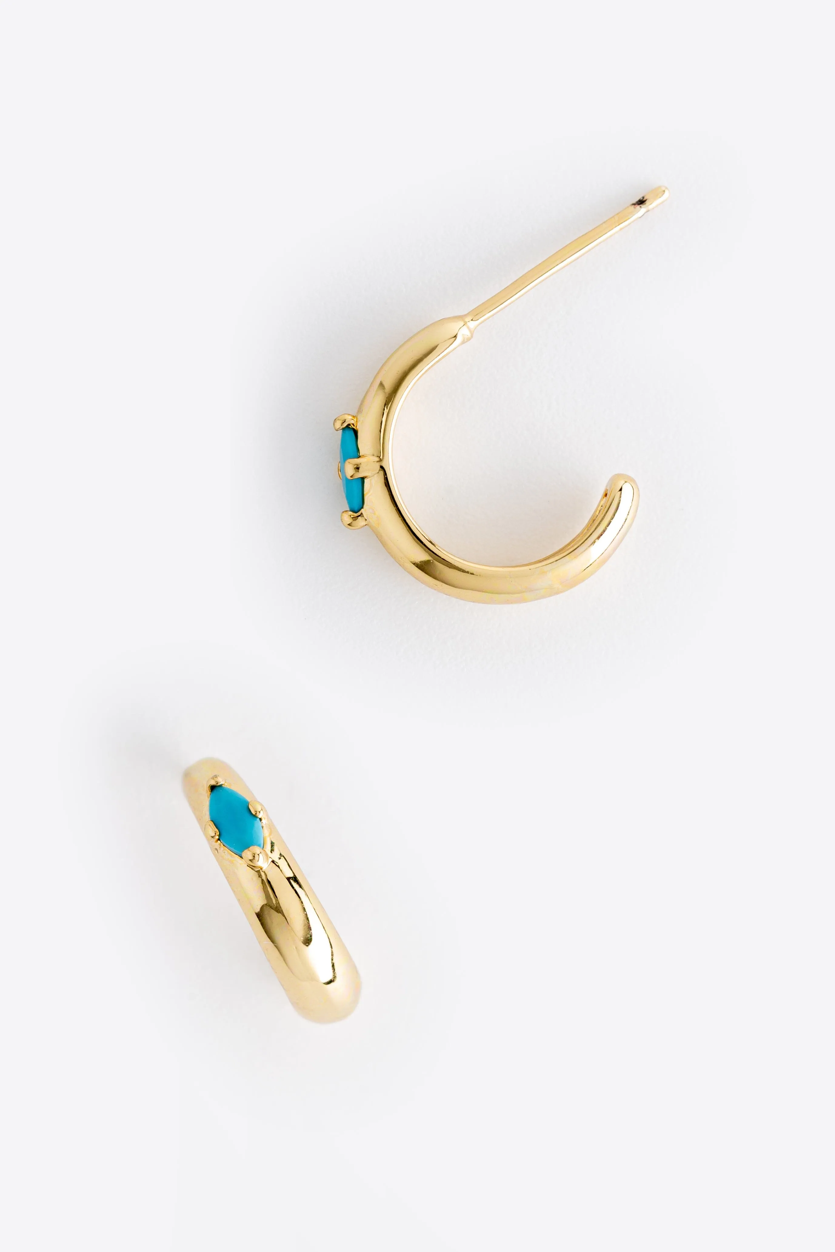 December Turquoise J-Hoop Earrings