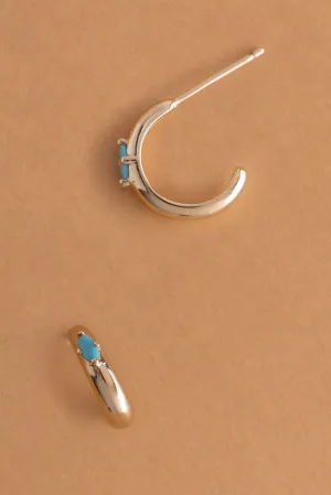 December Turquoise J-Hoop Earrings