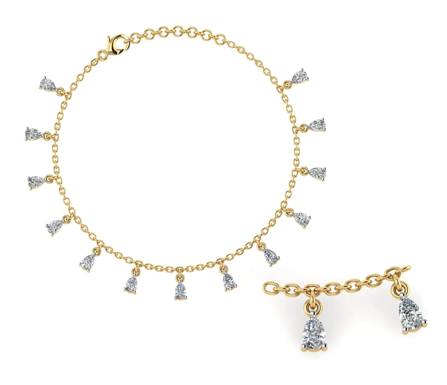 Delicate Drops Sterling Silver Anklet
