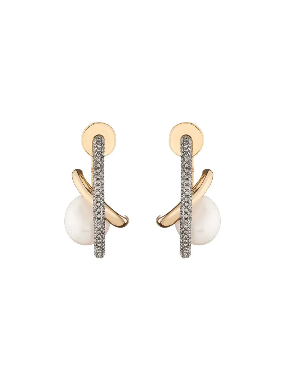 Demarson Waverly Earrings in Gold/Gunmetal/White