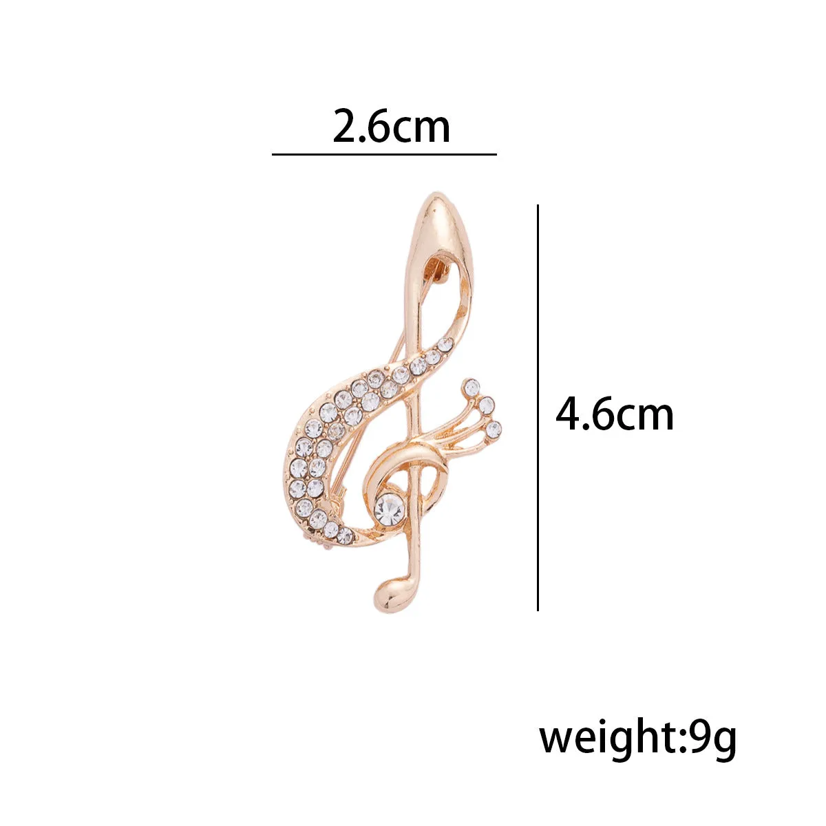 Diamond Musical Note Metal Brooch Retro Gift for Musicians 3pcs