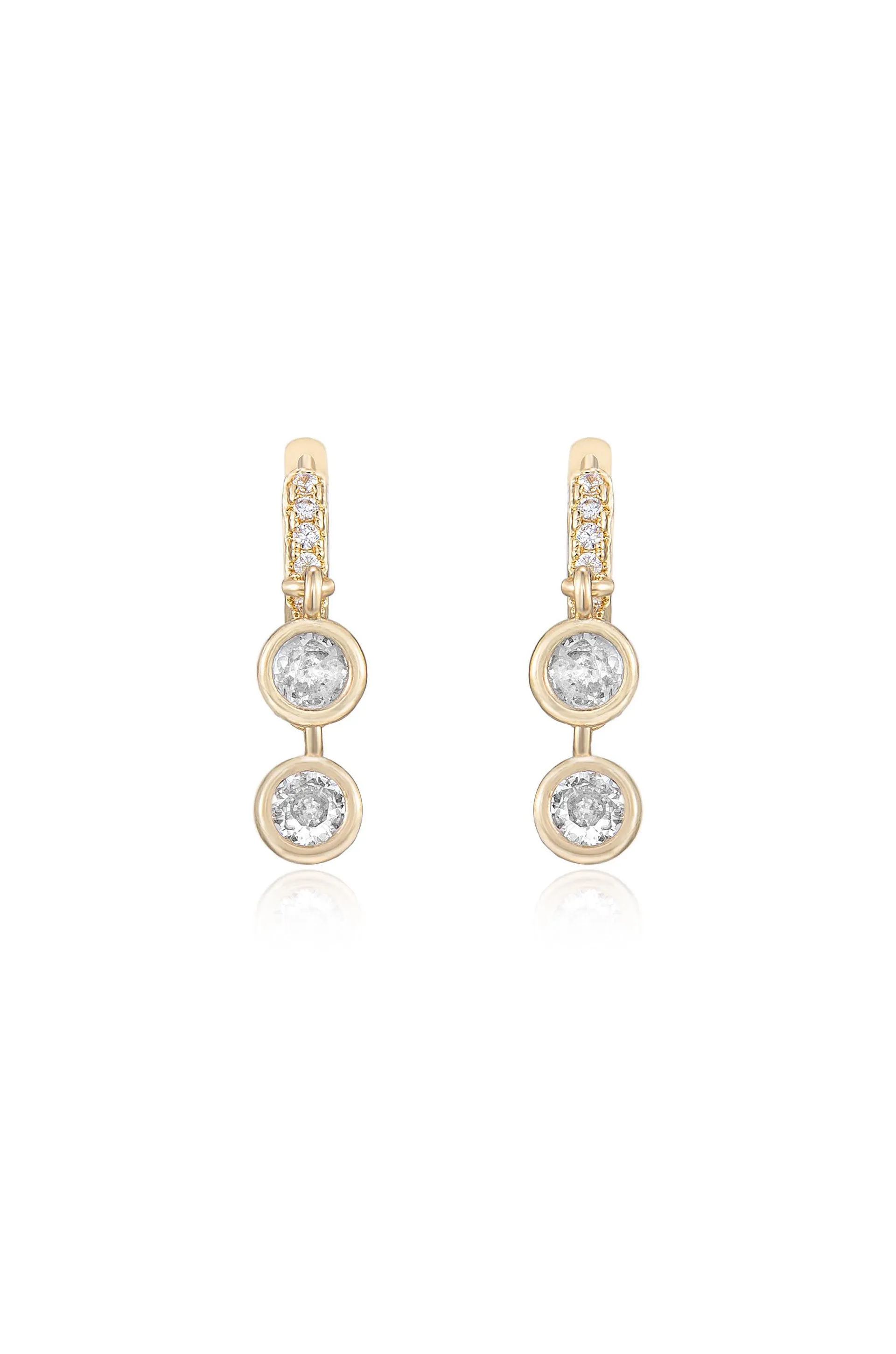 Double Crystal Charm Mini Hoop Earrings