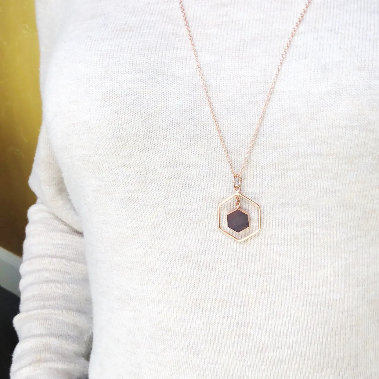 Double Hexagon Barrel Necklace