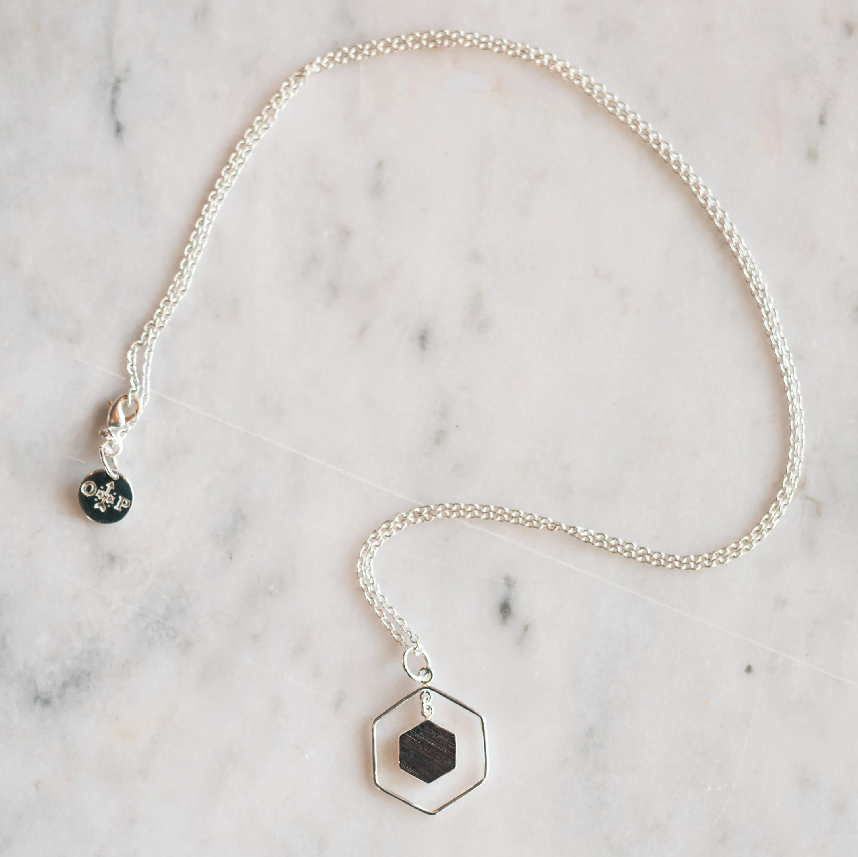 Double Hexagon Barrel Necklace