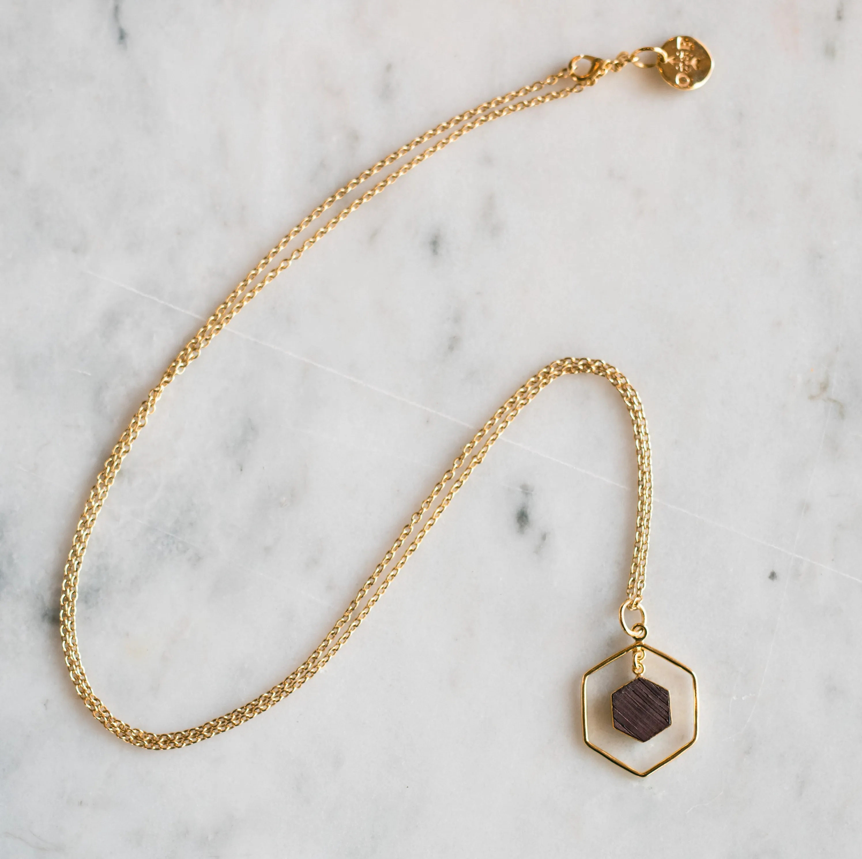 Double Hexagon Barrel Necklace