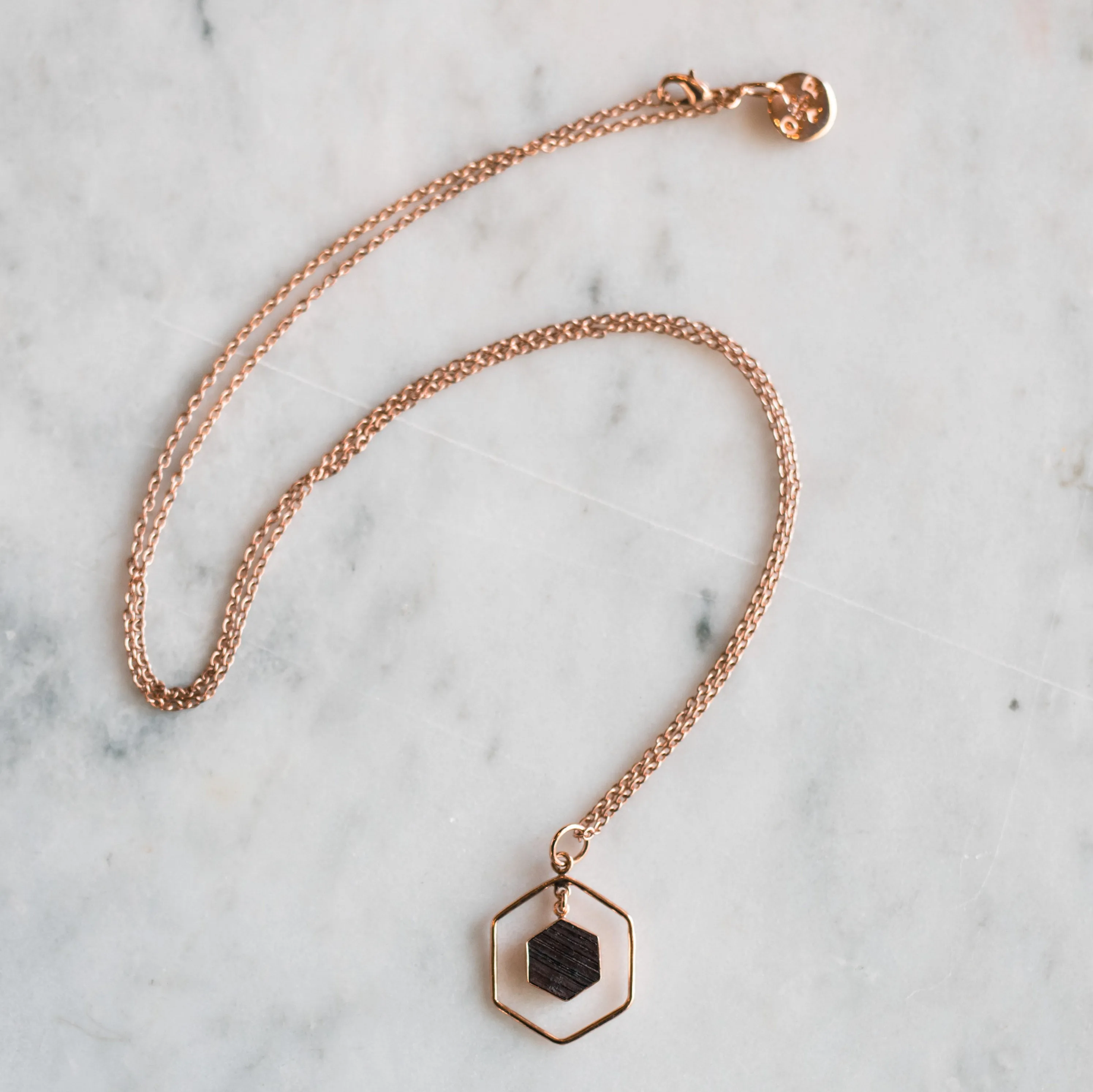 Double Hexagon Barrel Necklace