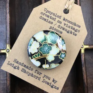 Draughts Piece Brooch - Sakura Green