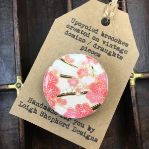 Draughts Piece Brooch - Sakura Pink