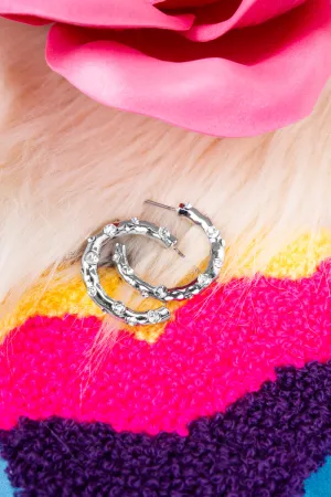 Dress To Impress Matte Silvertone Crystal Hoop Earrings