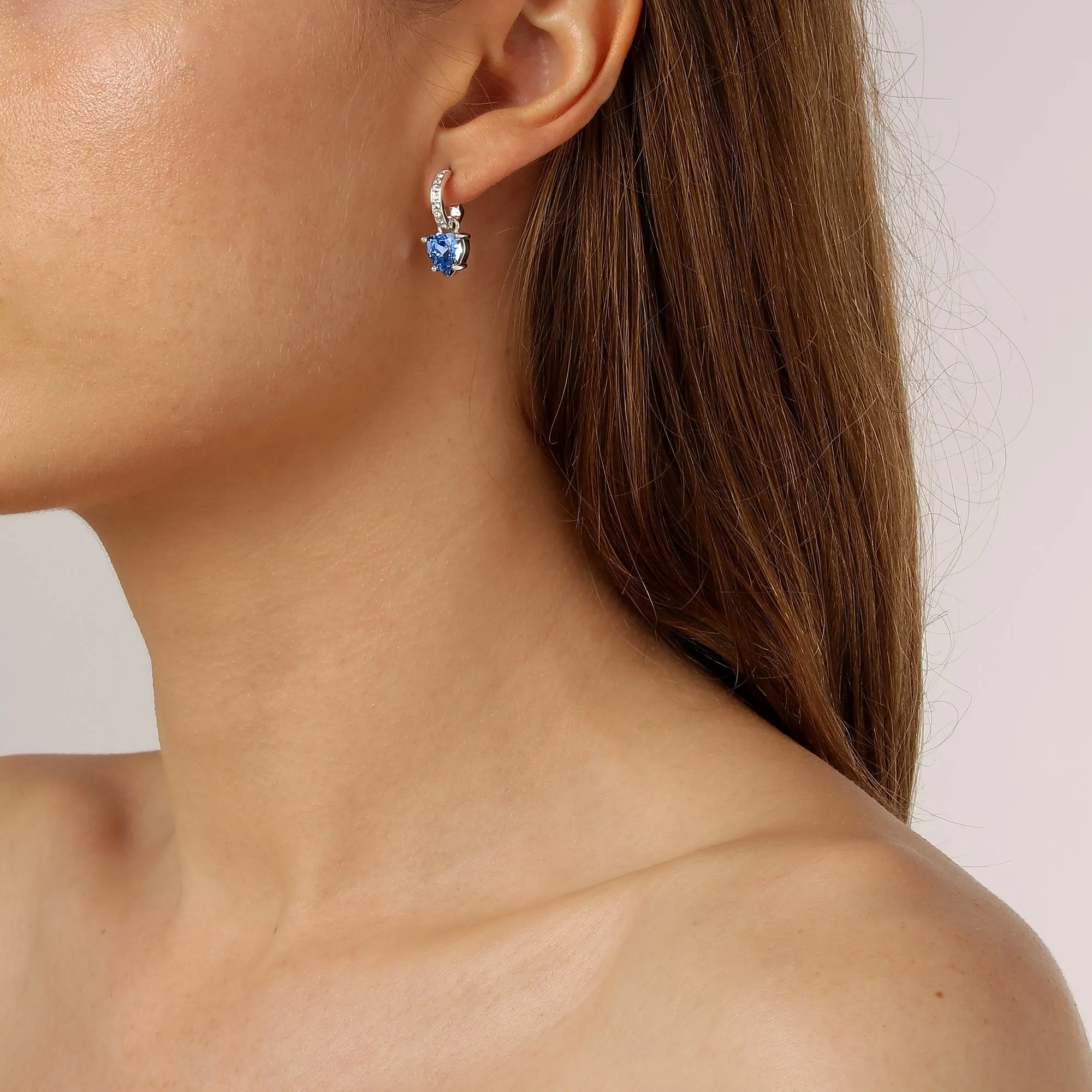 Dyrberg Kern Nina Silver Small Hoop Charm Earrings - Light Blue
