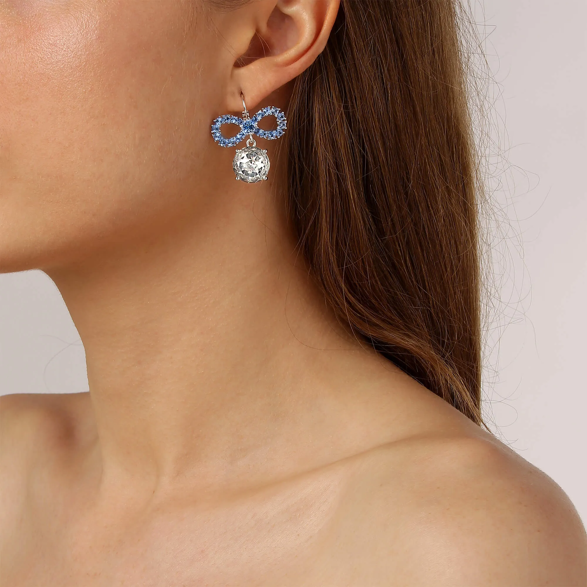 Dyrberg Kern Philippa Silver Bow Drop Earrings - Light Blue