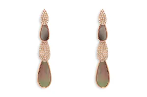 Earrings 14kt Gold Mother of Pearls & Diamonds Pears Drop