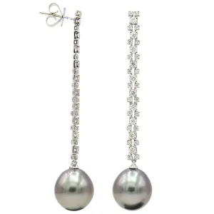Earrings 18KW/3.7G 20RD-0.71CT 44RD-0.33CT Tahitian 12-13mm