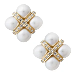 Earrings-Pearl and Diamond