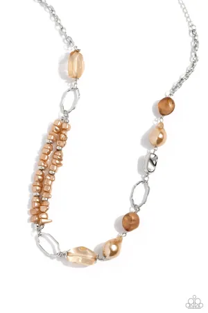 Easygoing Elegance - Brown - Clear and Milky Acrylic Bead Paparazzi Short Necklace