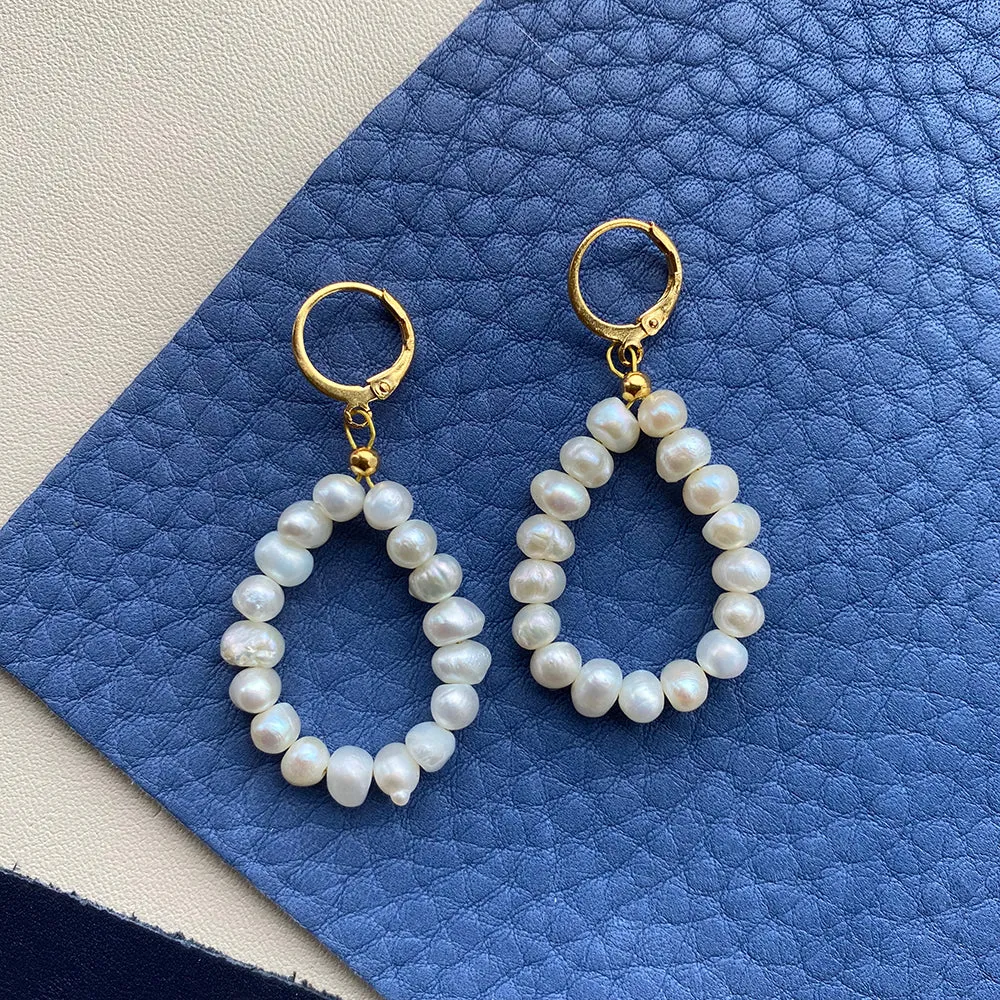Elegant Freshwater Pearl Drop Earrings - Various Colors