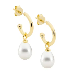 Ellani GP Stainless Steel Half Hoop With Freshwater Pearl Drop Earrings E558G
