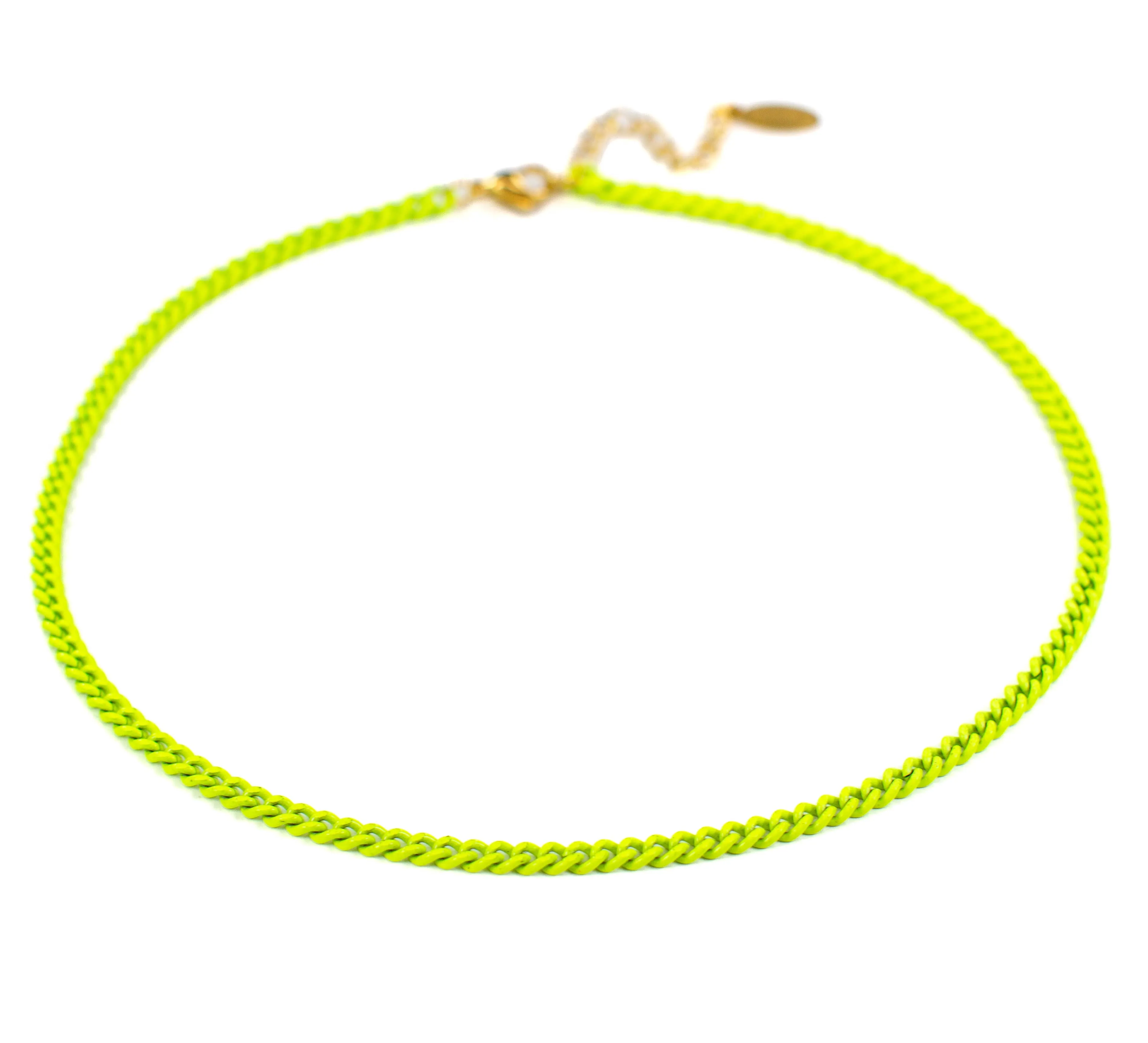 Enamel 16  Colors Mini Curb Chain Link Necklace: 07-Black