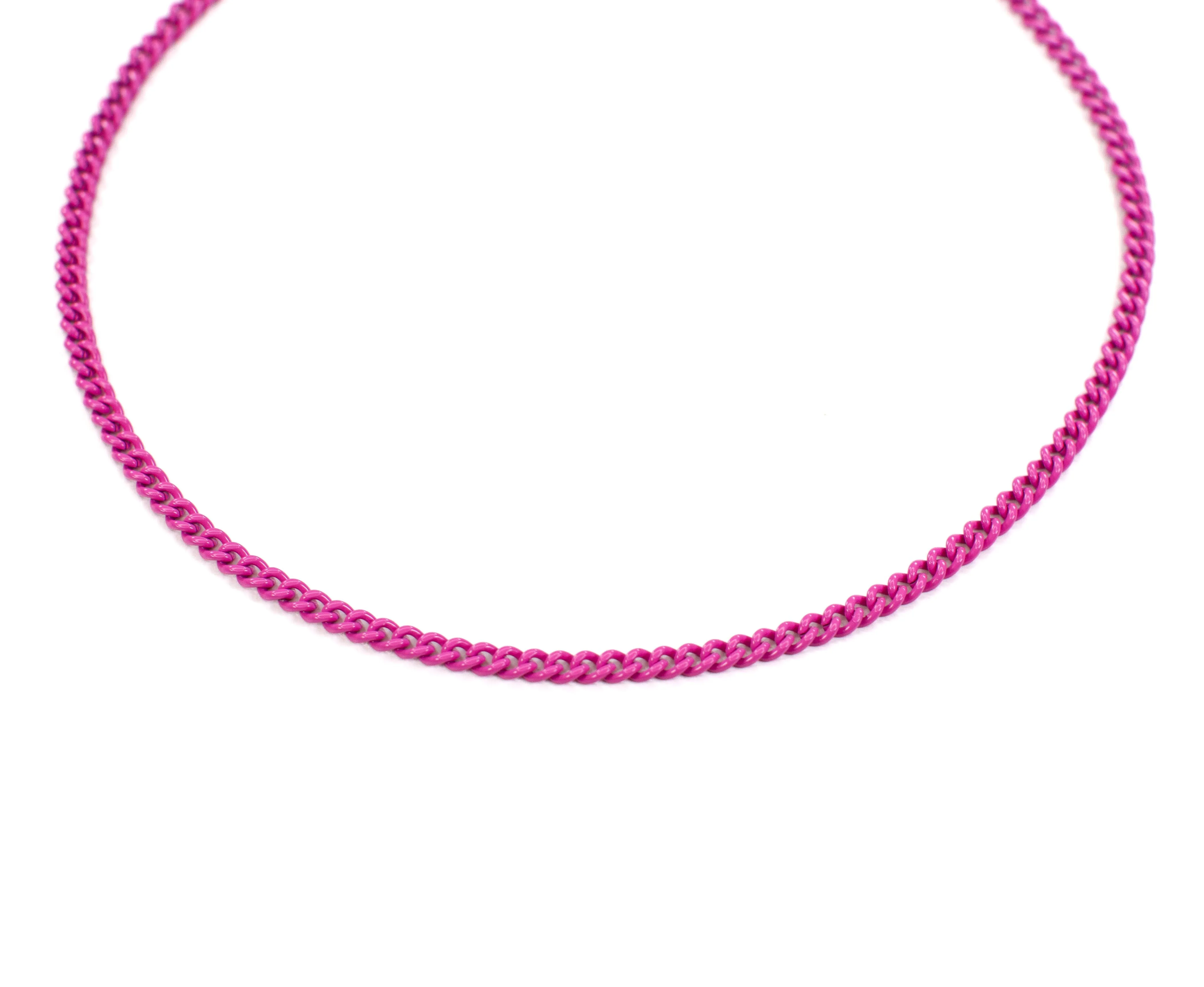 Enamel 16  Colors Mini Curb Chain Link Necklace: 07-Black
