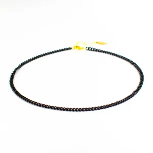 Enamel 16  Colors Mini Curb Chain Link Necklace: 07-Black