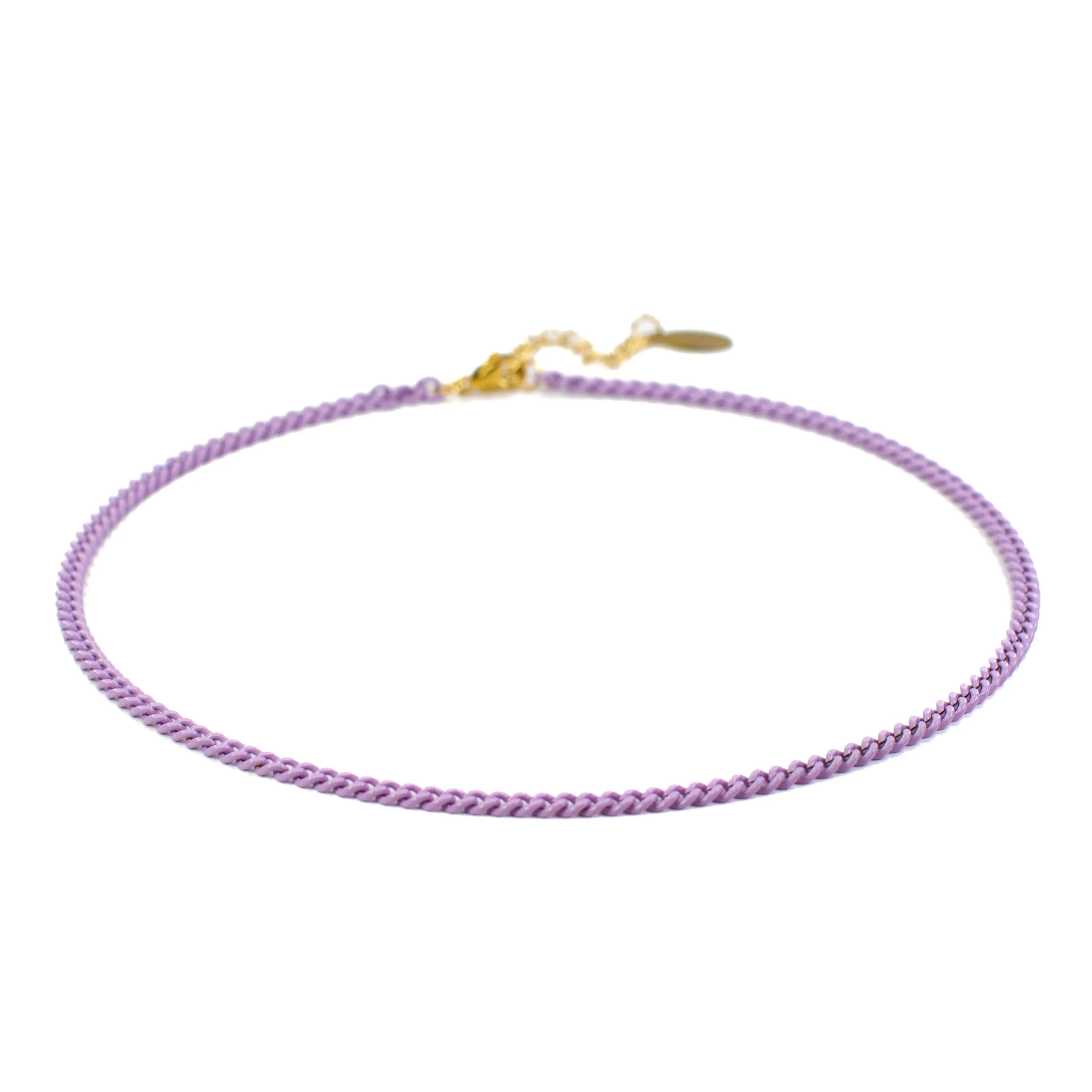 Enamel 16  Colors Mini Curb Chain Link Necklace: 07-Black
