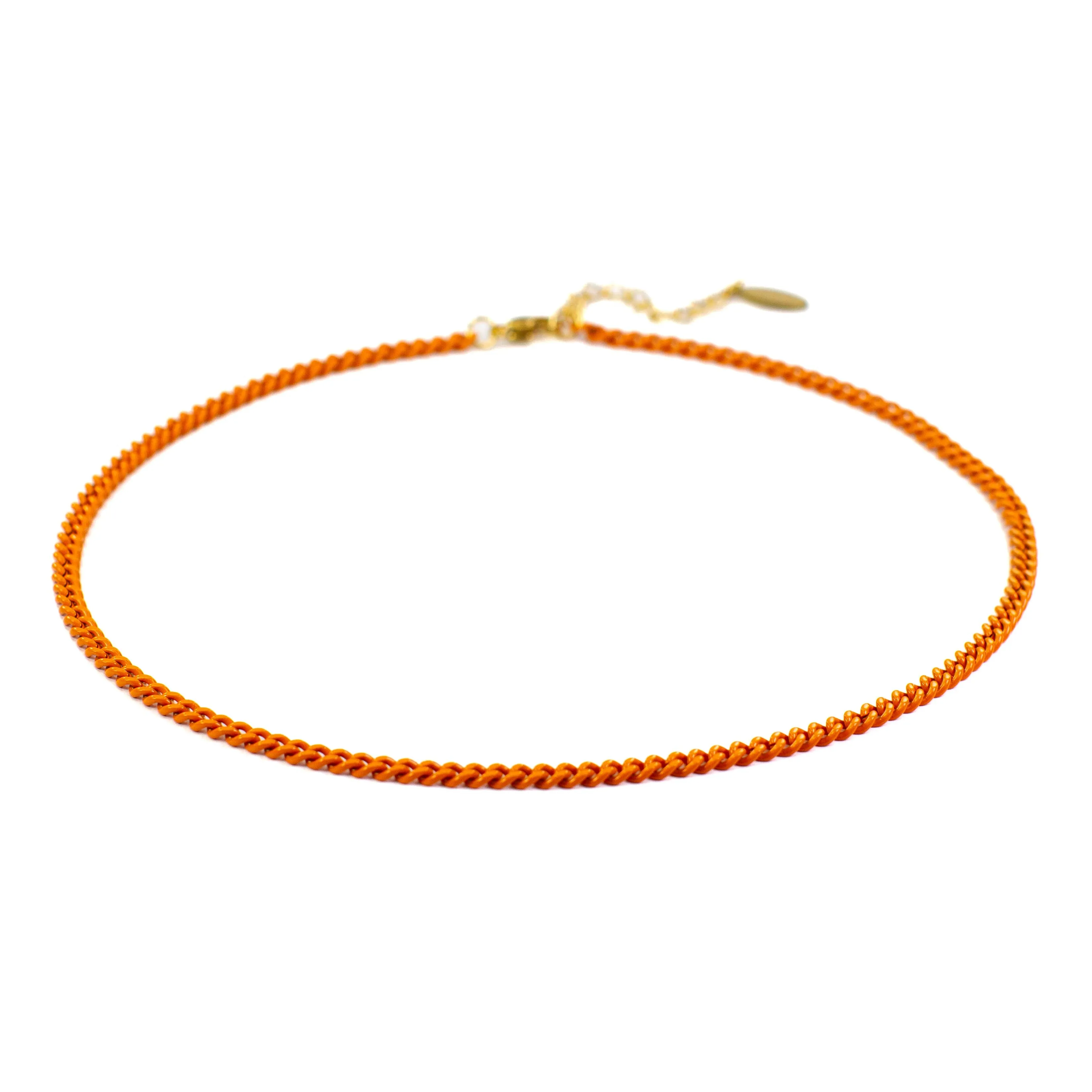 Enamel 16  Colors Mini Curb Chain Link Necklace: 07-Black