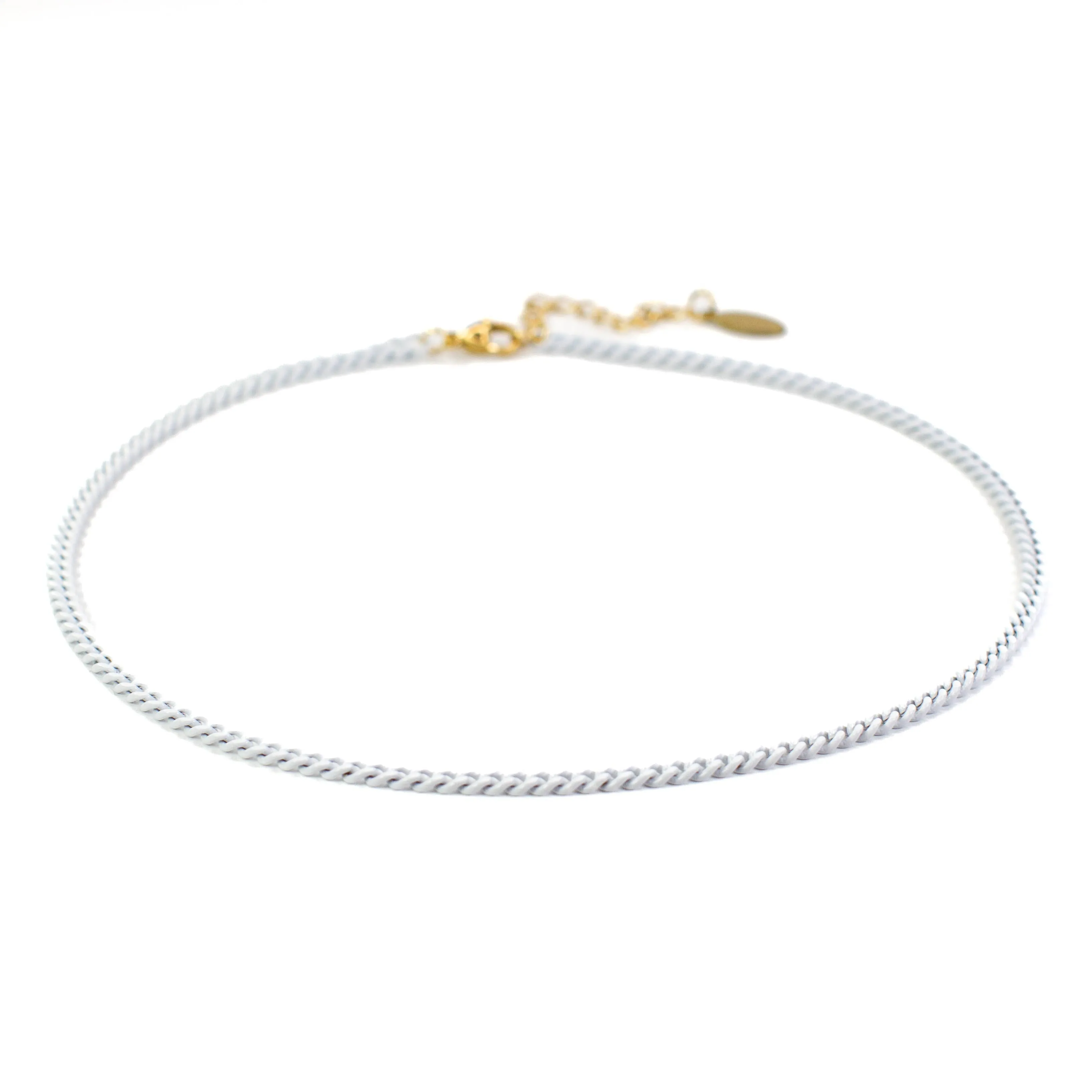 Enamel 16  Colors Mini Curb Chain Link Necklace: 07-Black