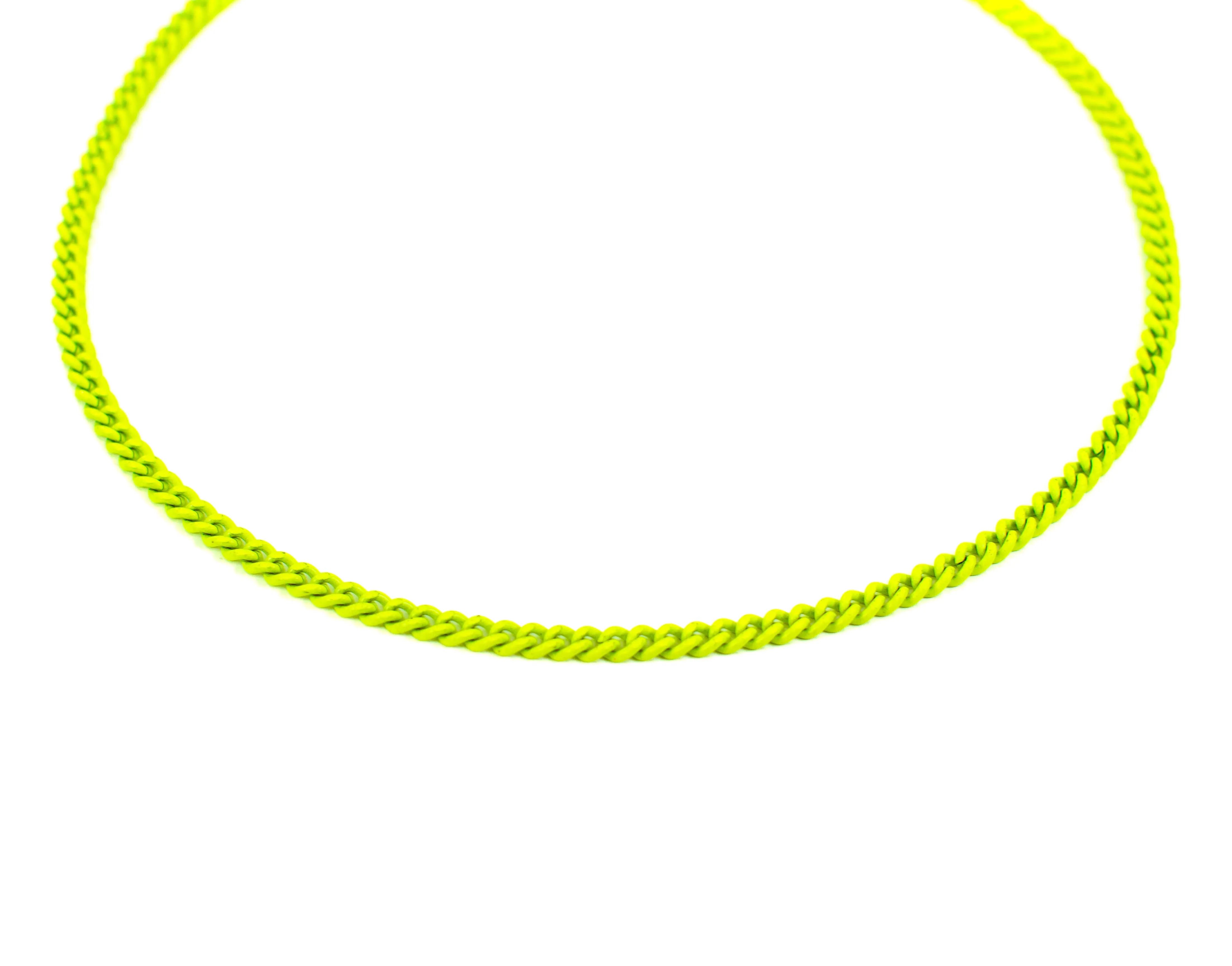 Enamel 16  Colors Mini Curb Chain Link Necklace: 07-Black