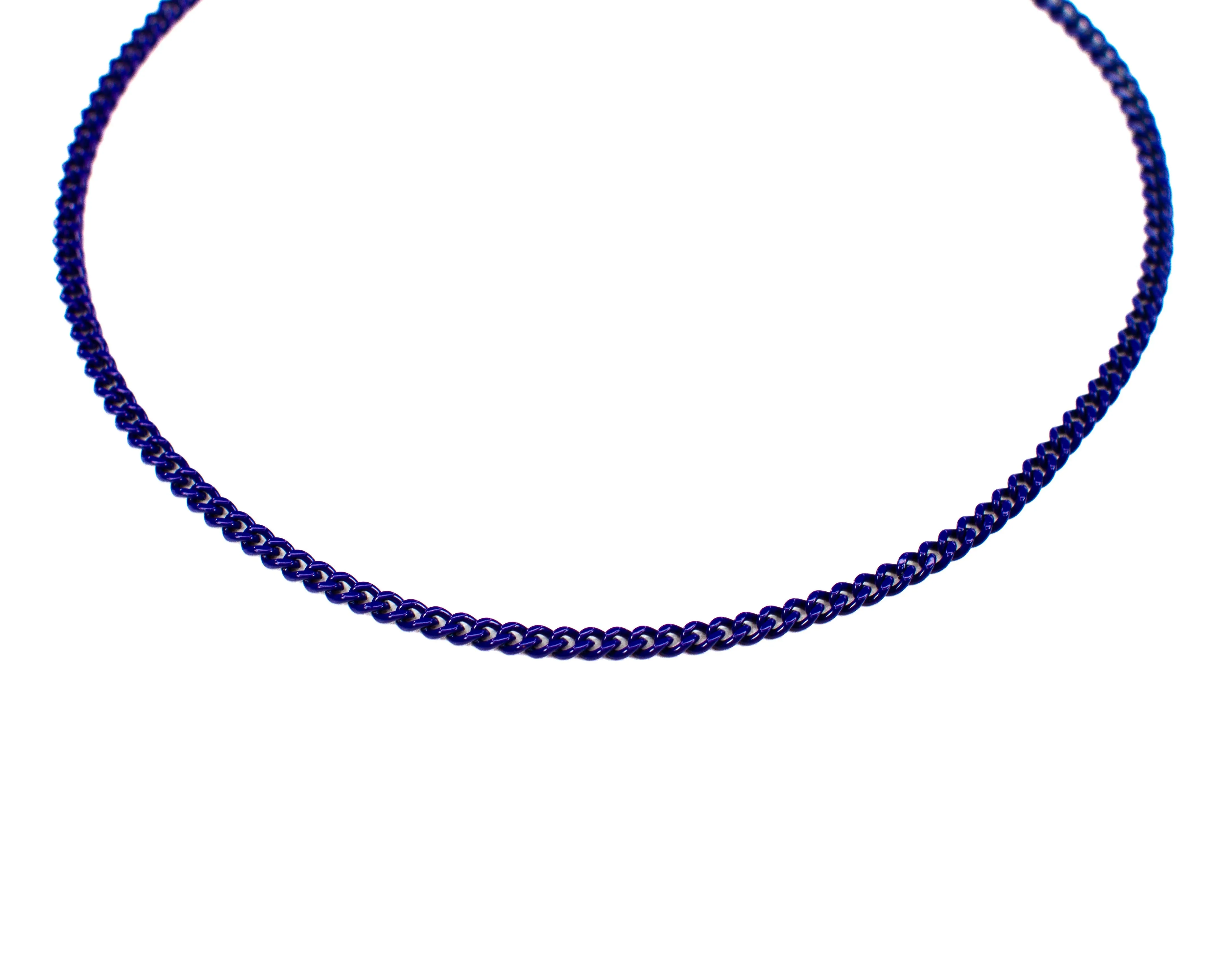 Enamel 16  Colors Mini Curb Chain Link Necklace: 07-Black