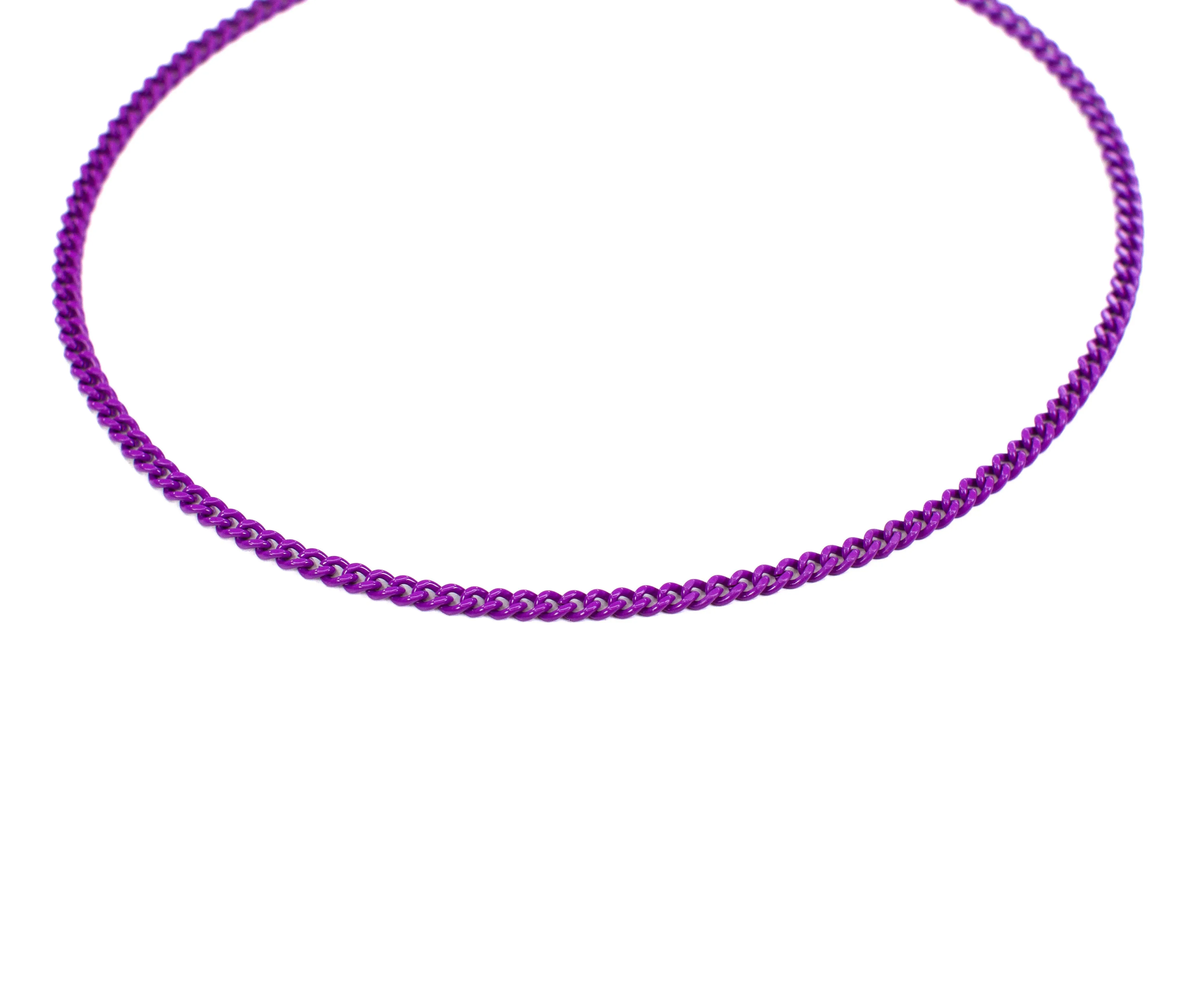 Enamel 16  Colors Mini Curb Chain Link Necklace: 07-Black