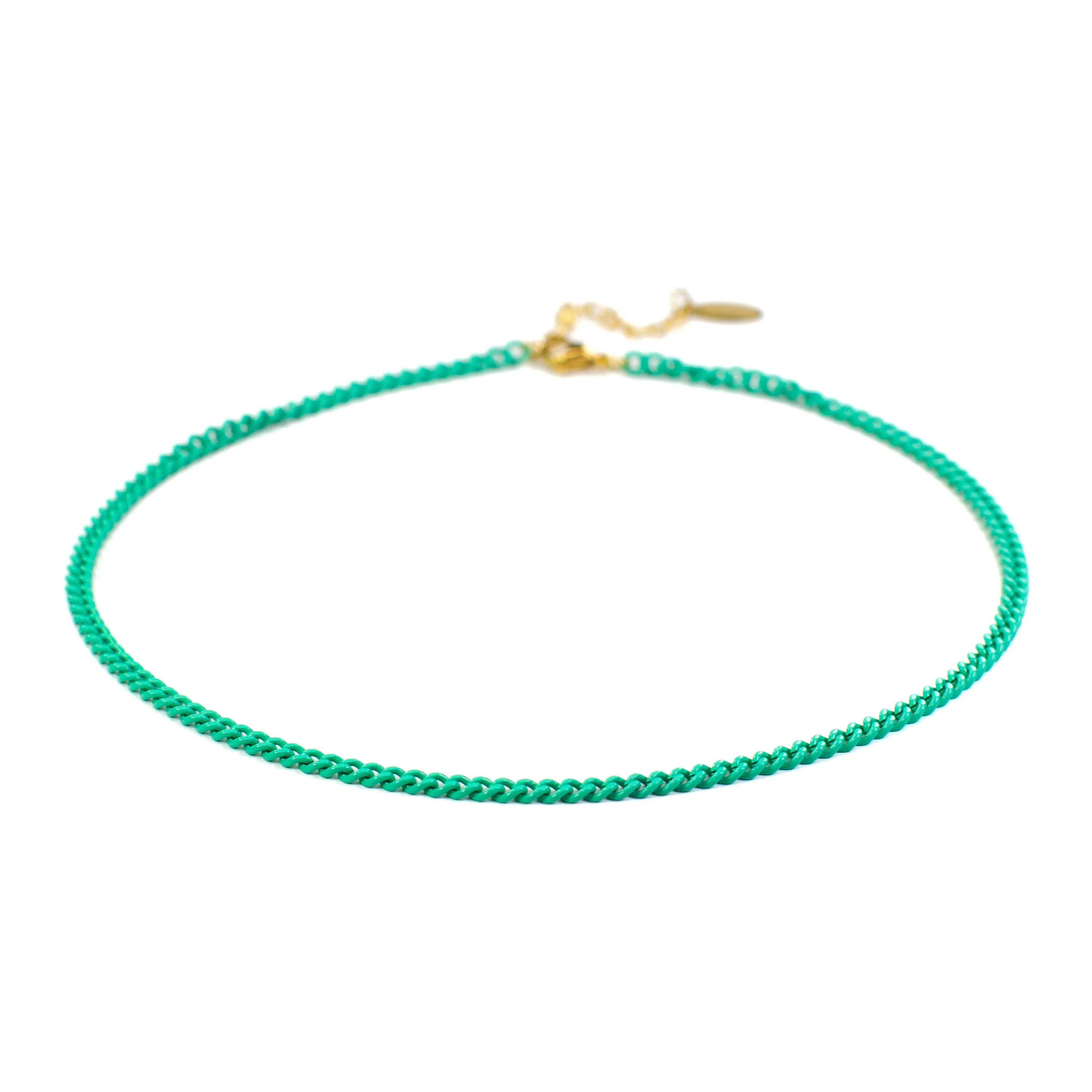Enamel 16  Colors Mini Curb Chain Link Necklace: 07-Black