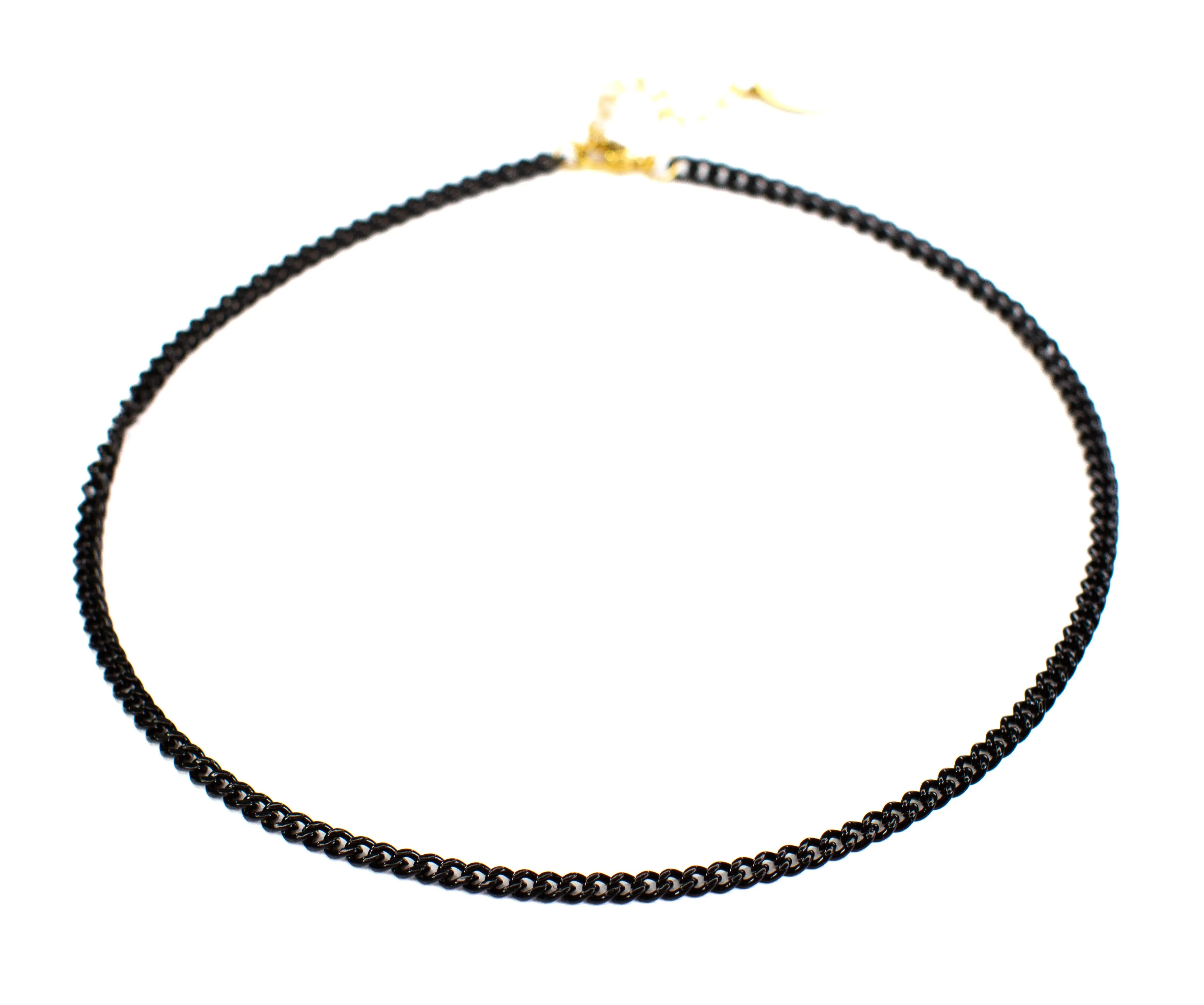 Enamel 16  Colors Mini Curb Chain Link Necklace: 07-Black