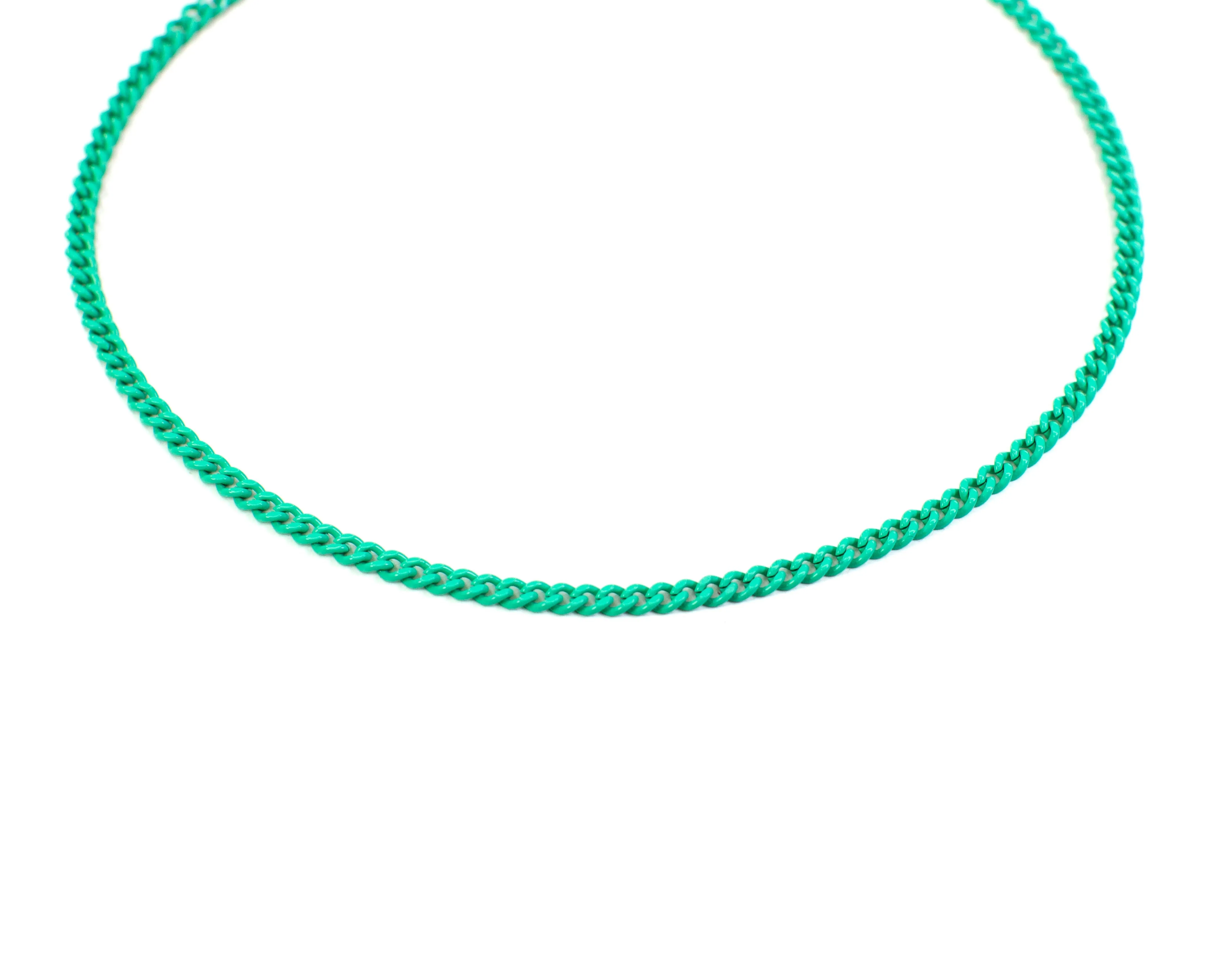 Enamel 16  Colors Mini Curb Chain Link Necklace: 07-Black