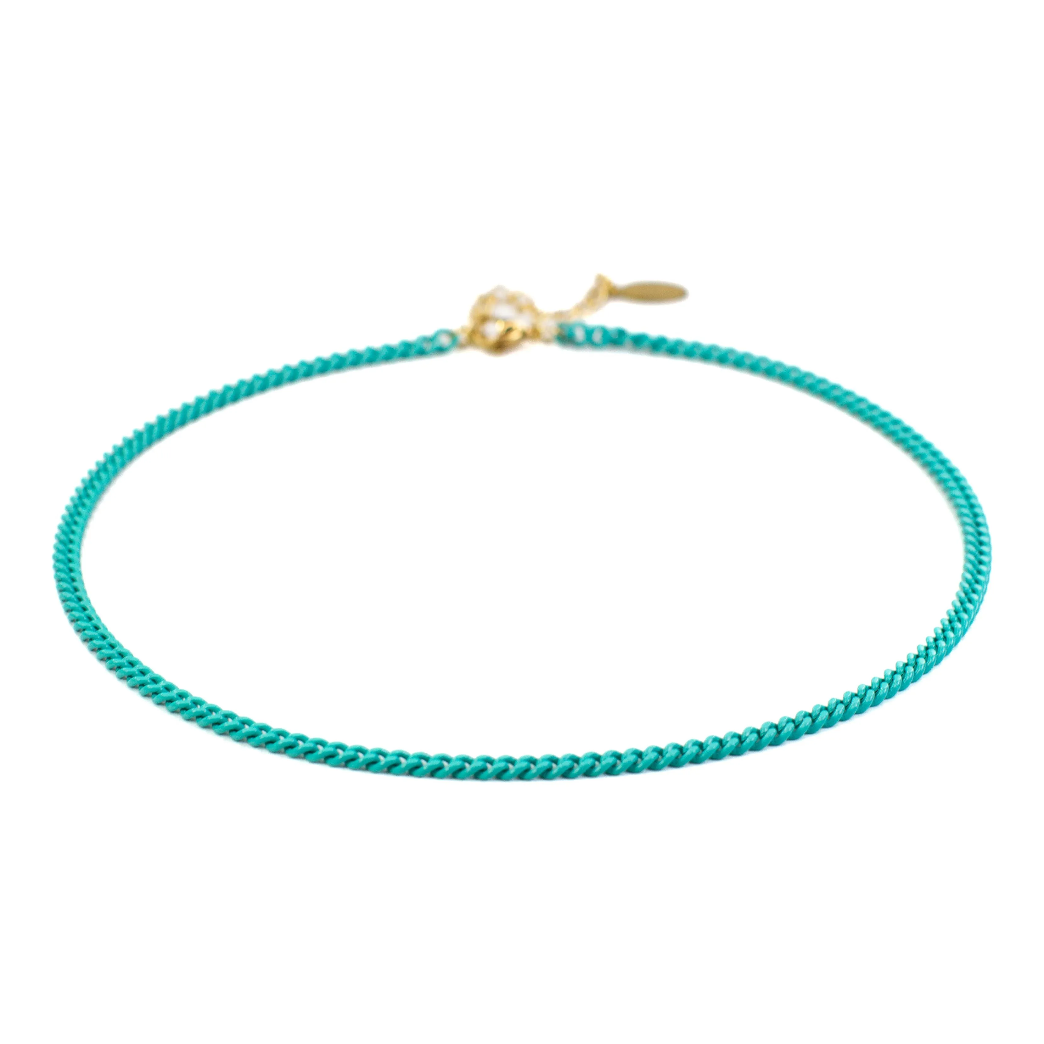 Enamel 16  Colors Mini Curb Chain Link Necklace: 07-Black